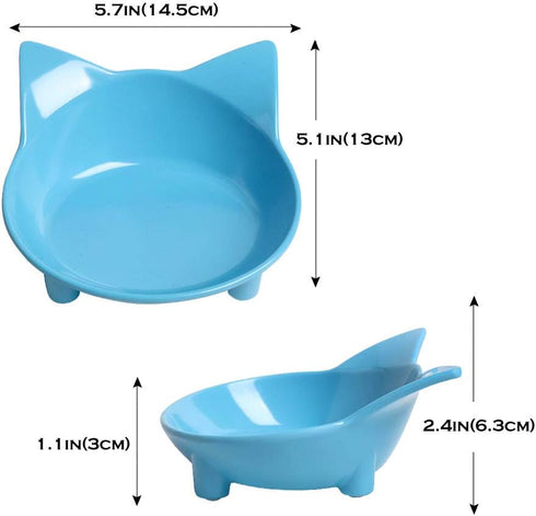 Skrtuan Cat Bowl, Non-Slip, BPA Free Melamine, Easy to Clean, Shallow Design for Cats