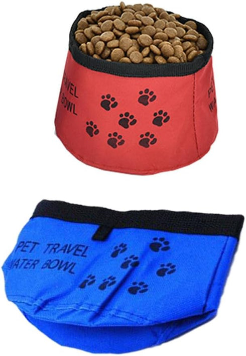 NOLITOY 2pcs Portable Pet Feeding Bowls - Foldable Travel Dog Dish & Leakproof Water Cup for Camping Hiking