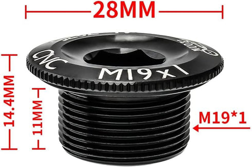 Rosojodg 1Pc M19 Crankset Crankset Black Crank Arm Screws Fixing Bolt, Aluminum Alloy Threads Arm Bolt, Crank Fixing