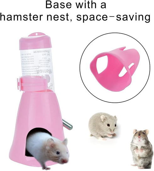 Guardians Hamster Water Bottle - Automatic Drinking Bottle with Food Container Base for Small Animals (80ml)