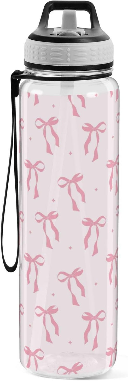GOODOLD 32 oz Bow Water Bottle - Clear Tritan, BPA-Free, LeakProof with Carry Strap for Sports, Gym & Outdoor