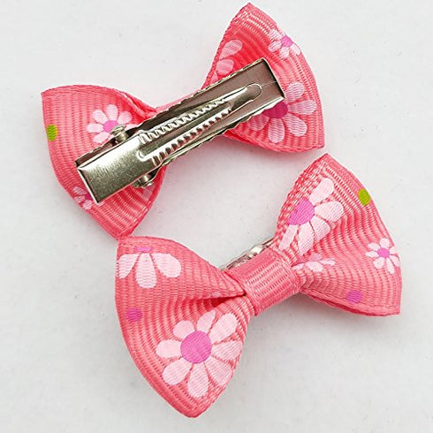 Chenkou Craft 50pcs (25 pairs) Dog Cat Hair Bows with Clips - Pet Grooming Bows in Mixed Colors