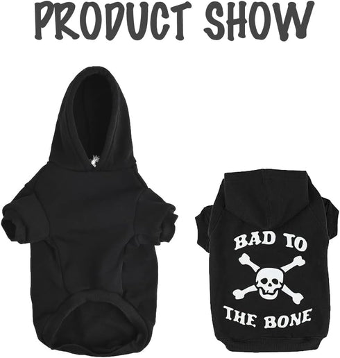 EXPAWLORER Bad to The Bone Dog Hoodie Sweater - Warm Fleece Lined Pet Clothes for Large Dogs, 2XL