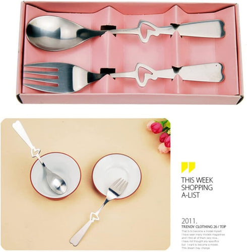 OSALADI Stainless Steel Flatware Set, Hollow Heart Spoon Fork, Portable Travel Camping Cutlery, Random Style
