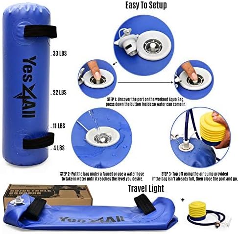 Yes4All Large Aqua Bags for Workout, 45-80lbs, Ultimate Core Water Weights, Portable Stability Fitness