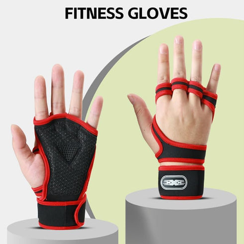 Fitness Gloves Wrist Wraps Half Finger Men Women Sports Machines Training Bench Shock Absorption Barbell Breathable Anti-Slip Anti Cocoon by ANJMEICH