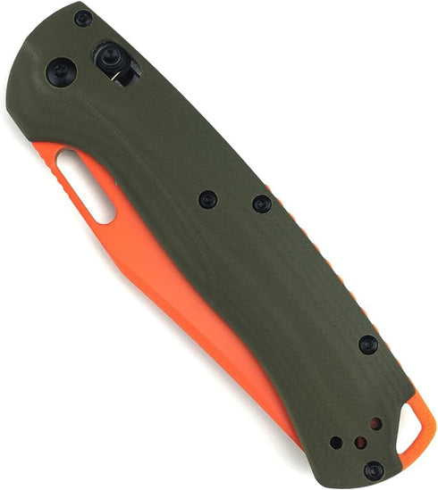HUAAO Manual Open Folding Knife, Axis Lock Knife with 3.31’’ Orange D2 Blade and Green G10 Handle