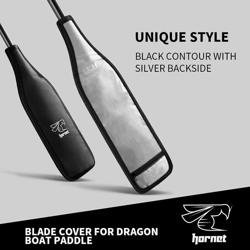 Hornet Watersports Blade Cover for Dragon Boat Paddle, Black/Black/Silver