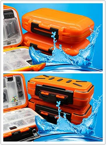 Waterproof Fishing Lure Box, Spoon Hooks Baits Storage Tackle Box for Casting, Fly Fishing, Orange-Medium