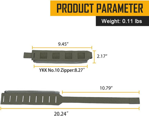 IDOGEAR SPORTS Tactical Back Panel MOLLE Zipper Kit, Expand Loading for Tactical Vest