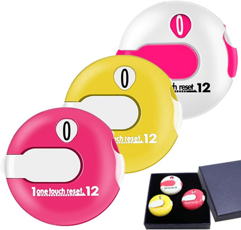Golf Stroke Counter - 1.2 inch Score Counters with Touch Reset and Clip Attachment, 3 Colors Randomly Delivered