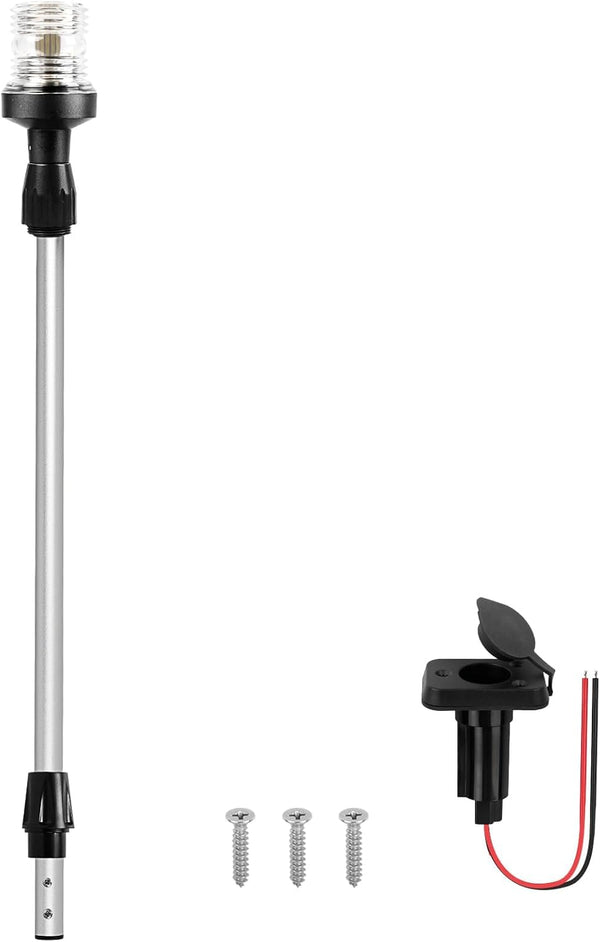 Obcursco Telescoping Pole Boat Stern Light with Base, 3NM 360 Degrees LED Anchor Light for Boats