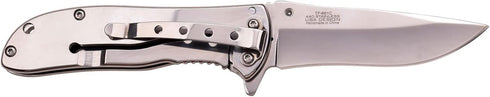 TAC Force TF-861C Spring Assist Folding Knife, 3.75-Inch Closed Mirror Silver Blade and Handle