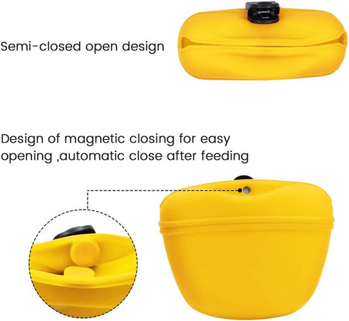AUDWUD Silicone Dog Treat Pouch - Clip on Portable Training Container with Magnetic Buckle and Waist Clip, No BPA