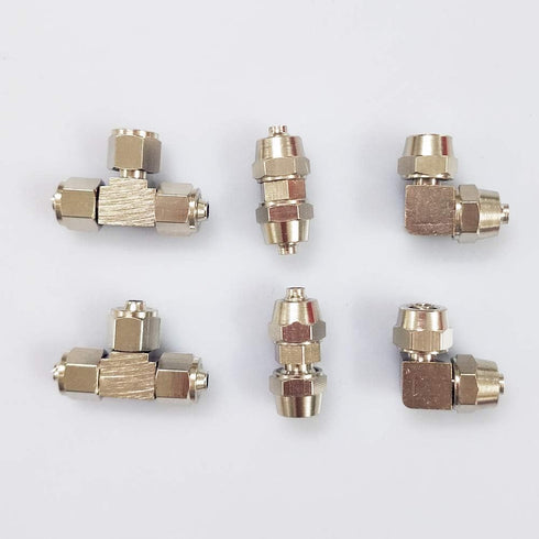 Aquarium CO2 Tubing Fitting Kit, 2 PCS Straight + 2 PCS Elbow + 2 PCS Tee