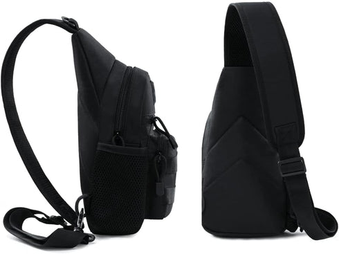 NuCamper Tactical Sling Bag Pack, Military Molle EDC Rover Shoulder Sling Backpack for Men, Black