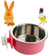 2 Pack Pet Food Water Bowl Plastic Basin and Stainless Steel Basin Combo Mountable Food Basin Dish for Rabbit Chinchilla Hamster Bird and Other Pet (Pink and Blue)