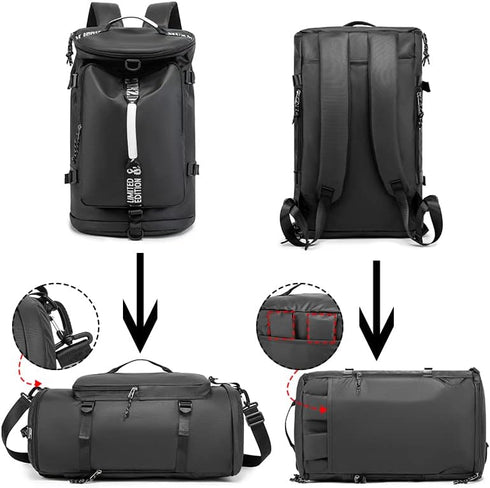 FUNYAGO Backpack 40L Backpack Gym Duffle Bag Waterproof black Laptop Suitable for Hiking, Fishing, Travel Large