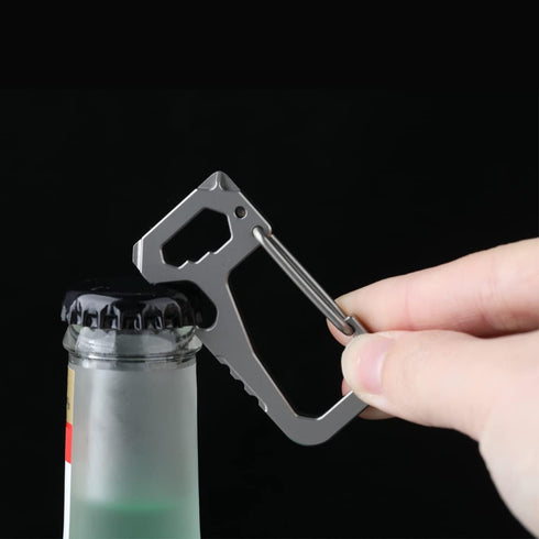 FULLGUEEN Titanium Heavy Duty Keychain Carabiner, Multifunctional EDC Key Clip with Bottle Opener