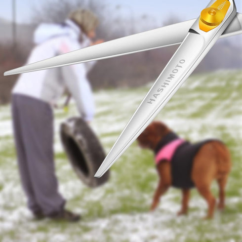 HASHIMOTO Grooming Scissors for Dog - Straight 7.0 inch, Light Weight, Balanced, Ergonomically Designed for