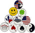 Lot of 10 Golf Ball Markers Assorted Patterns - Soft Enamel Technique