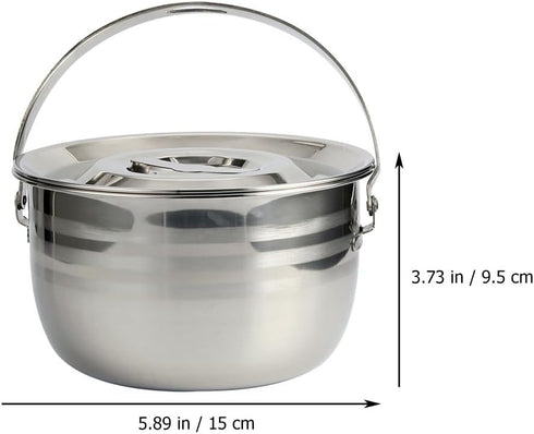 PRETYZOOM Camping Griddle Camping Pot Jacketed Kettle, Thicken Child Stainless Steel Stew Pot