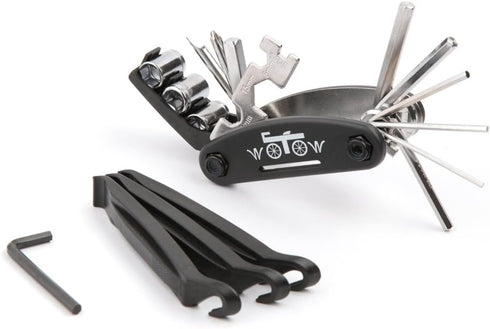 WOTOW 16 in 1 Bike Repair Tool Kit, Bicycle Multitool with Tire Levers, Hex Spoke Wrench, Accessories Set for Road &