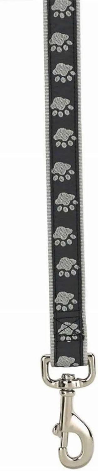 Casual Canine TwoTone Pawprint Dog Lead, Black, 6-Foot x 1-Inch