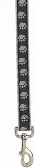 Casual Canine TwoTone Pawprint Dog Lead, Black, 6-Foot x 1-Inch