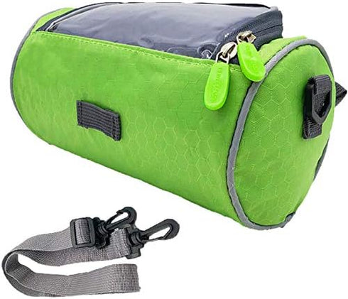 Waterproof Bicycle Handlebar Bag with Transparent Pouch and Adjustable Strap, High-capacity Cycling Front Pack (Green)