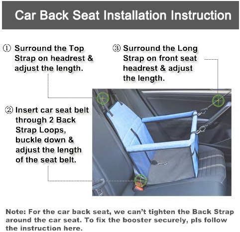 Lyricalife Pet Car Seat, Sturdy Reinforced Structure, Shortened Leash with Metal Snap Hook, Loops for Seat Belt