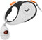 TUG 360° Tangle-Free Retractable Dog Leash with Waste Bag Dispenser (Small, White/Orange)