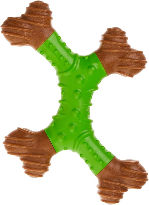 SPOT Bam-Bones Dental X-Bone - Bamboo Fiber with Massaging Rubber Center, Durable Oral Care Chew for Light Chewers