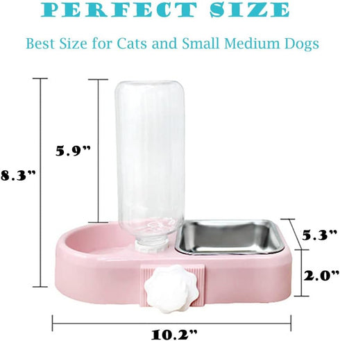Crate Dog Bowl Set with Detachable Stainless Steel Bowl, Automatic Water Dispenser Bottle, Hanging Pet Cage Bowl for