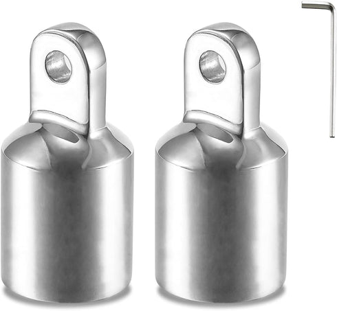 TINGZHIGO Bimini Top Eye End Cap for 1 inch (25mm) OD Round Tubing with L Shape Hex Allen Wrench (2 Packs)