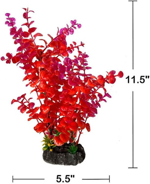 Red Aquarium Plants, Artificial Aquarium Decorations, 1PC Plastic Fish Tank Plant by Mipukbay