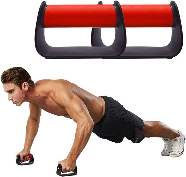 Pushup Handles for Floor Board - Portable Push Up Bars for Home Workout Equipment, Red