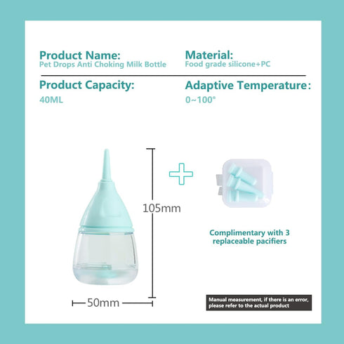 LogFaadCoi 3pcs 40ml+3pcs) Kitten Bottles for Nursing,Puppy Bottles for Nursing Puppy Milk, Anti-Choking Puppy Feeder