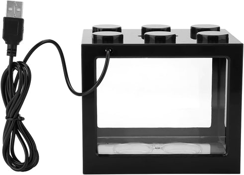 Zerodis Small Acrylic Mini Fish Tank, Desktop Aquarium Bowl for Goldfish with USB LED Light