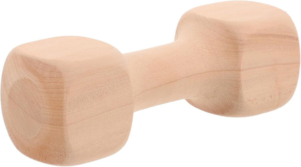 Wooden Dumbbell Chew Toy for Small Breeds Dogs, Durable Molar Pet Accessory for Chewing, Playing, Khaki