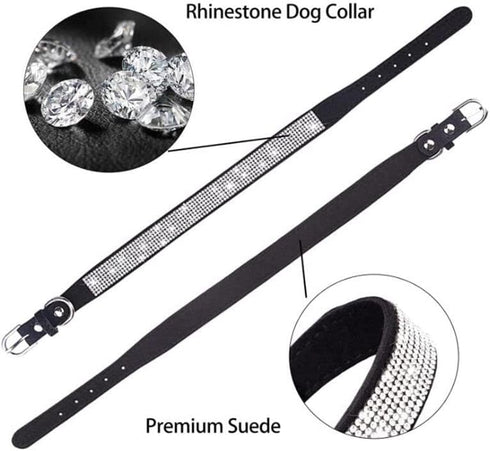 Bling Dog Collars for Large Female Dogs, Diamond Fancy Crystal Glitter Rhinestone Collars, Pink, L