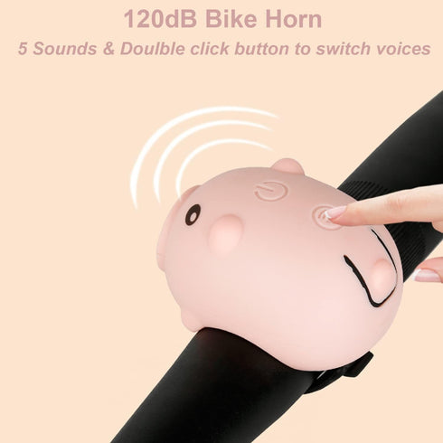 Kids Bike Lights for Night Riding, Rechargeable Headlight and Tail Light Set with 120dB Speaker