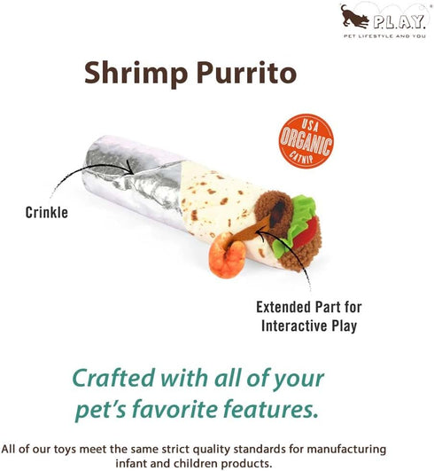 P.L.A.Y. Cute Cat Toys - Feline Frenzy Interactive Kicker Toy, Burrito Food Themed Catnip Filled Toy, Great for Adult