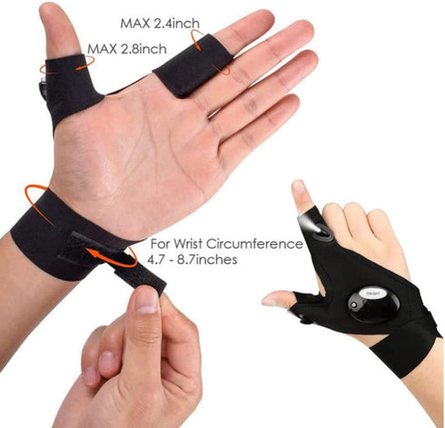anso 1/2 Pack Flashing Rave Gloves with LED Light Beam - Black, for Outdoor Activities