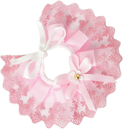 Dog Cat Collars - Flower Bow Lace Pet Bib Saliva Towel Round Neck Scarf, Sweet Lace Bib for Pet Birthday Dress Up