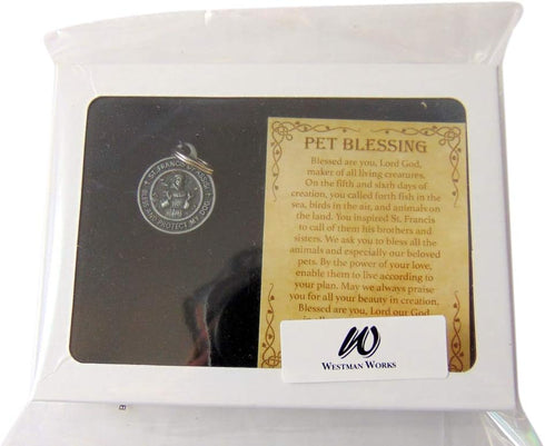 Westman Works St Francis Medal Set for Dogs Collar Pendant with Pet Prayer Gift Boxed