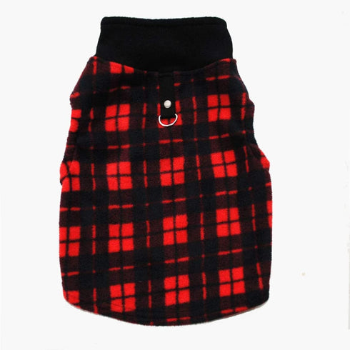 Dog Sweater Red, Soft Fleece Vest with Leash Ring Pullover Jacket for Small Dog, Puppy, Cat, Christmas (M)