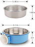 Crate Dog Bowl Removable Stainless Steel Water Food Feeder Bowls for Cat, Puppy, Bird Pets (Large, Blue)