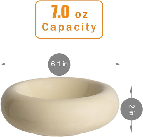 6.1 Inch Cat Bowls, 7 oz Ceramic Cat Food Bowl, Whisker Fatigue Relief Cat Bowl, Anti-Vomiting, Protect Spine, Perfect for Indoor Cats(Yellow)