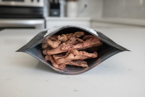4 5 oz 25 Backpackers, 1 LBS. | Freeze-Dried NY Steaks | Total Freeze-Dried Weight | Thin Cut | Year Shelf Life | USA